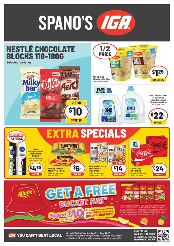 Spano’s IGA catalogue | Weekly Specials | 2026-09-16T00:00:00.000Z - 2026-09-22T00:00:00.000Z