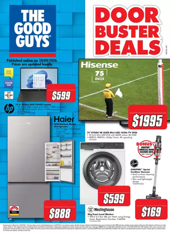 The Good Guys catalogue in Yarra VIC | Door Buster Deals | 2026-09-14T00:00:00.000Z - 2026-09-30T00:00:00.000Z