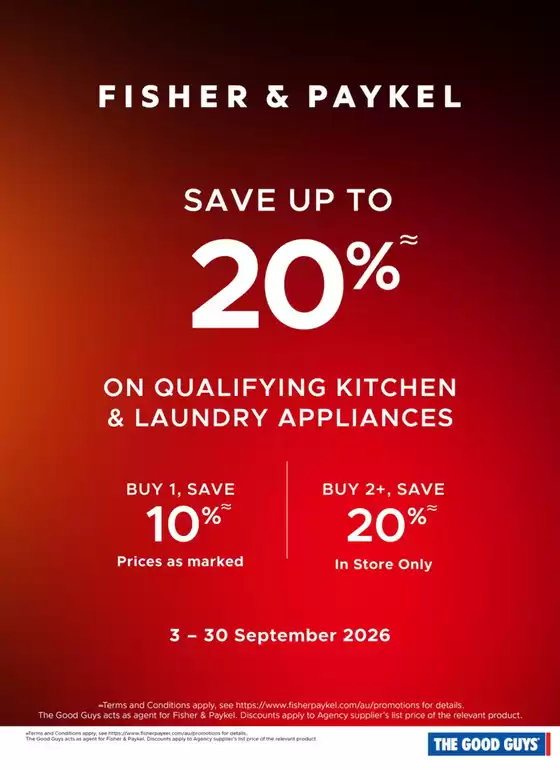 The Good Guys catalogue in Yarra VIC | Fisher & Paykel Deals | 2026-09-14T00:00:00.000Z - 2026-09-30T00:00:00.000Z