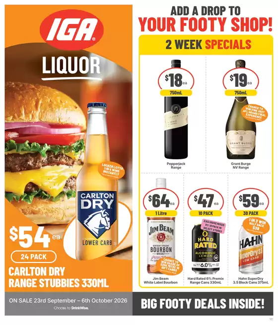 IGA Liquor catalogue | Big footy deals 23/09 | 2026-09-23T00:00:00.000Z - 2026-10-06T00:00:00.000Z