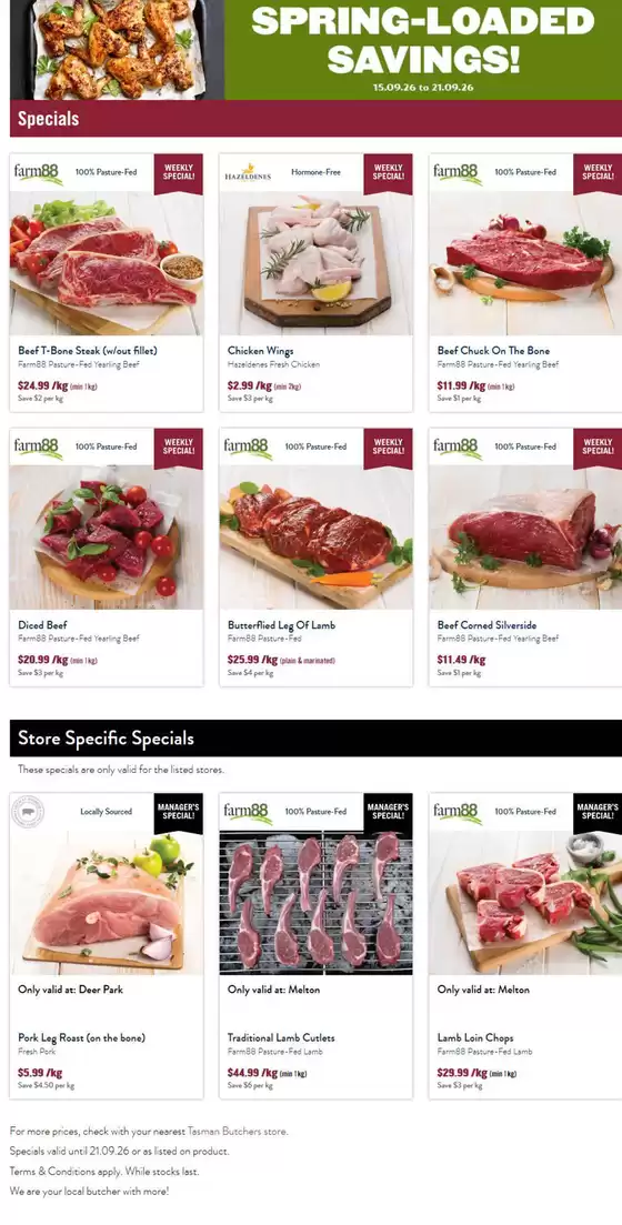 Tasman Butchers catalogue | Spring-loaded Savings! | 2026-09-15T00:00:00.000Z - 2026-09-21T00:00:00.000Z