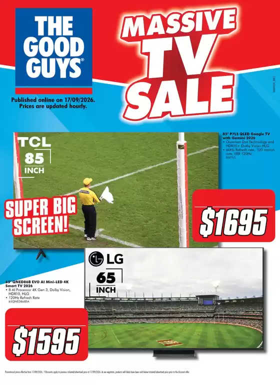 The Good Guys catalogue in Airlie Beach QLD | Massive TV Sale | 2026-09-18T00:00:00.000Z - 2026-09-23T00:00:00.000Z