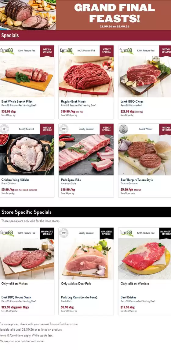 Tasman Butchers catalogue | Grand Final Feasts! | 2026-09-22T00:00:00.000Z - 2026-09-28T00:00:00.000Z