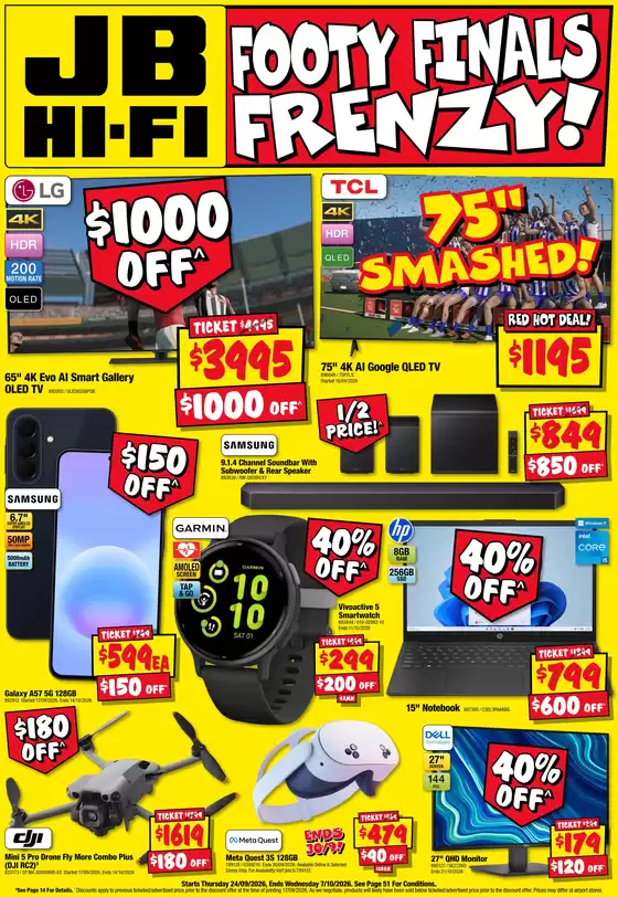 JB Hi Fi catalogue | Footy finals frenzy! | 2026-09-24T00:00:00.000Z - 2026-09-30T00:00:00.000Z