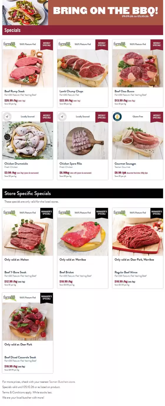 Tasman Butchers catalogue | Bring on the BBQ! | 2026-09-29T00:00:00.000Z - 2026-10-05T00:00:00.000Z