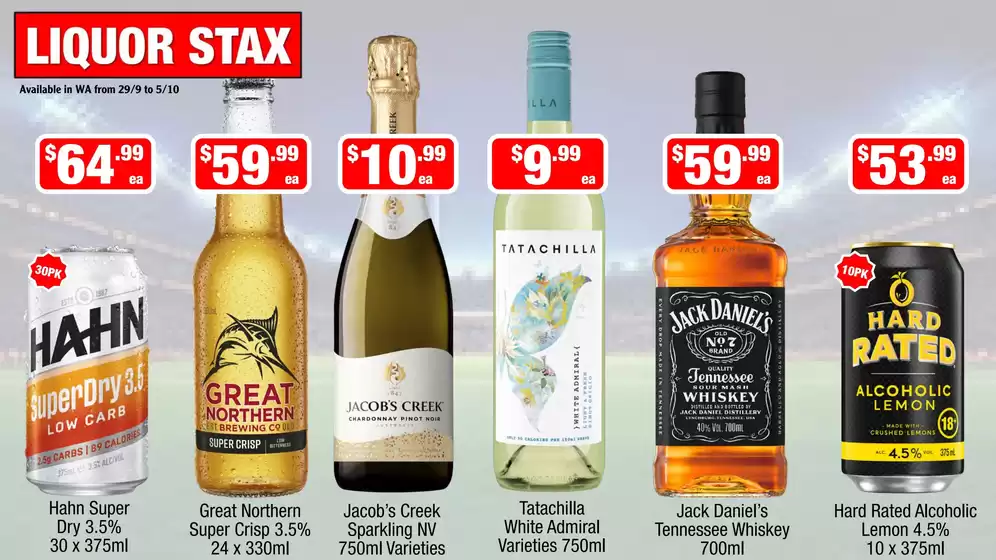 Liquor Stax catalogue | Exclusive deals and bargains | 2026-09-29T00:00:00.000Z - 2026-10-05T00:00:00.000Z