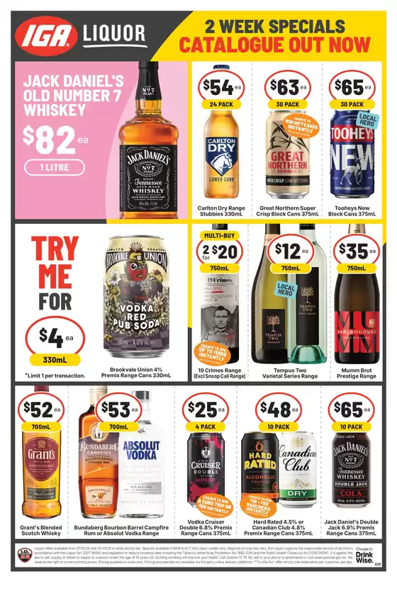 IGA Liquor catalogue in Yandina QLD | 2 Week Specials 07/10 | 2026-10-07T00:00:00.000Z - 2026-10-20T00:00:00.000Z