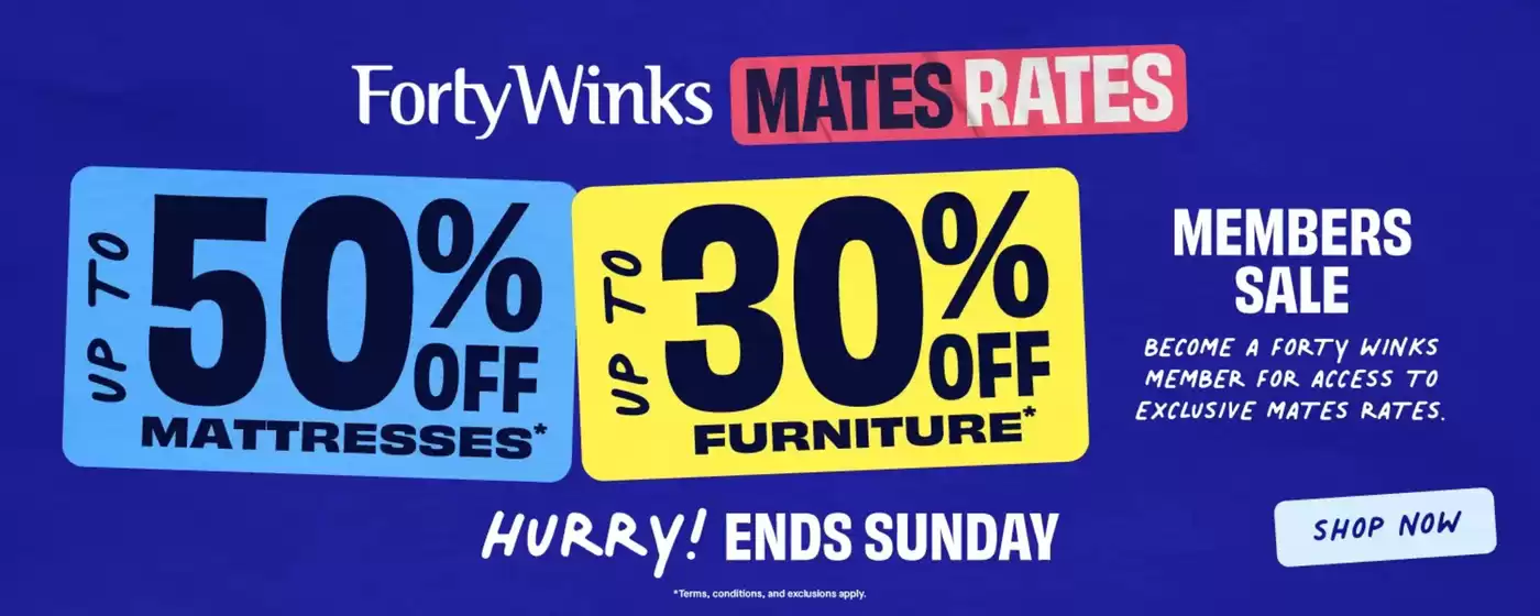 Forty Winks catalogue | Specials! | 2026-10-01T00:00:00.000Z - 2026-10-31T00:00:00.000Z