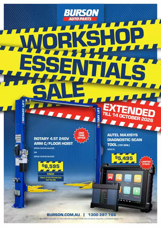 Burson Auto Parts catalogue | Workshop Essentials Flyer | 2026-10-02T00:00:00.000Z - 2026-10-14T00:00:00.000Z