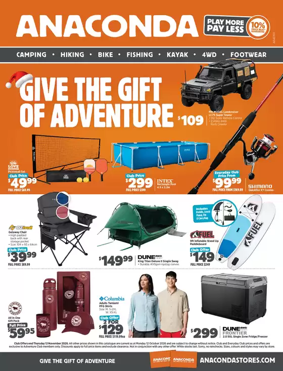 Anaconda catalogue | Give The Gift Of Adventure | 2026-10-12T00:00:00.000Z - 2026-11-12T00:00:00.000Z