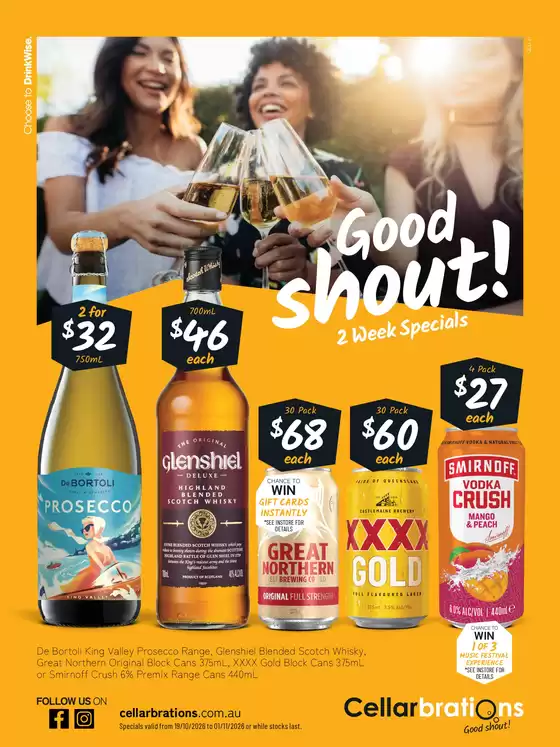 Cellarbrations catalogue in Dayboro QLD | Good Shout! 19/10 | 2026-10-19T00:00:00.000Z - 2026-11-01T00:00:00.000Z