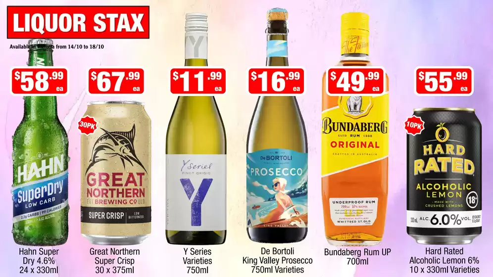 Liquor Stax catalogue | Great discounts on selected products | 2026-10-14T00:00:00.000Z - 2026-10-18T00:00:00.000Z