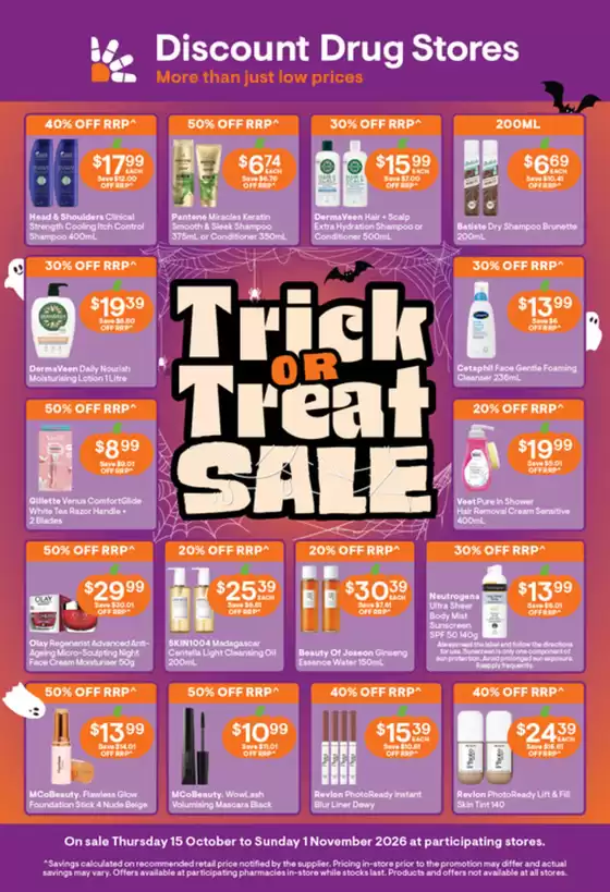 Discount Drug Stores catalogue | Trick Or Treat Sale | 2026-10-15T00:00:00.000Z - 2026-11-01T00:00:00.000Z