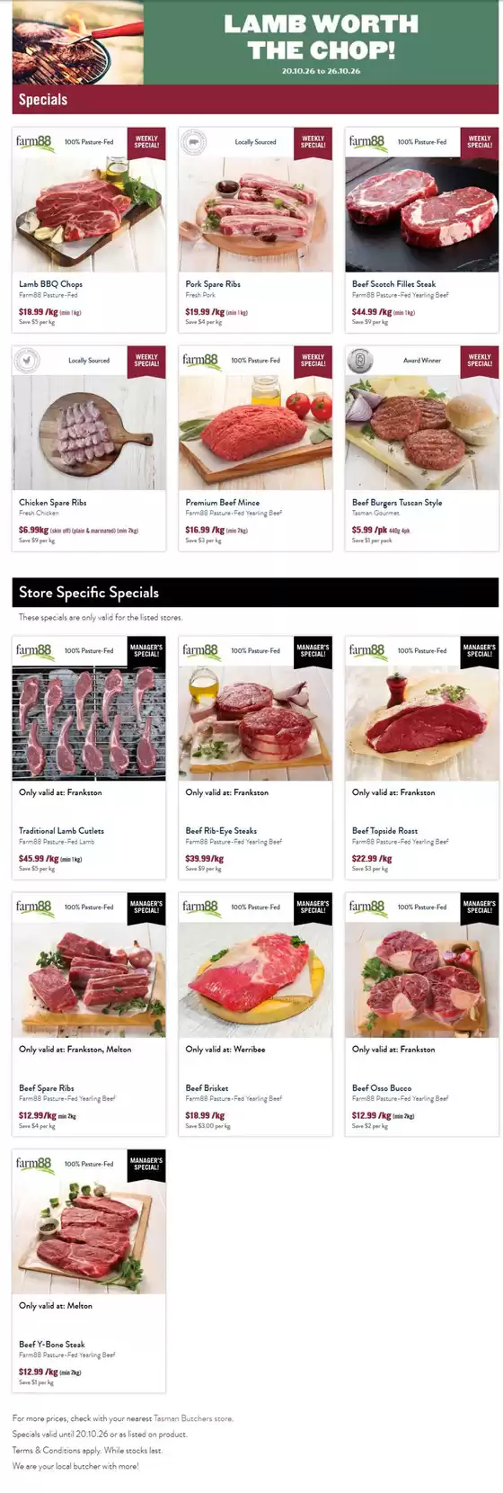 Tasman Butchers catalogue | Lamb Worth The Chop! | 2026-10-20T00:00:00.000Z - 2026-10-26T00:00:00.000Z