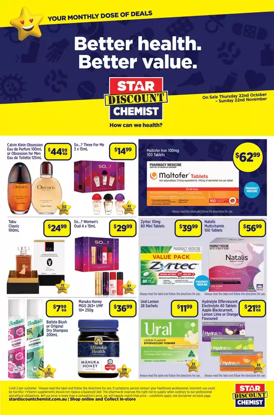 Star Discount Chemist catalogue | Your Monththly Dose Of Deals | 2026-10-23T00:00:00.000Z - 2026-11-22T00:00:00.000Z