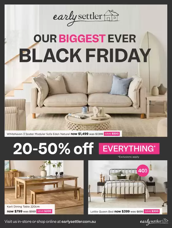 Early Settler catalogue | Our Biggest Ever Black Friday | 2025-10-30T00:00:00.000Z - 2025-11-30T00:00:00.000Z