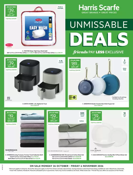 Harris Scarfe catalogue | Unmissable Deals | 2026-10-26T00:00:00.000Z - 2026-11-06T00:00:00.000Z