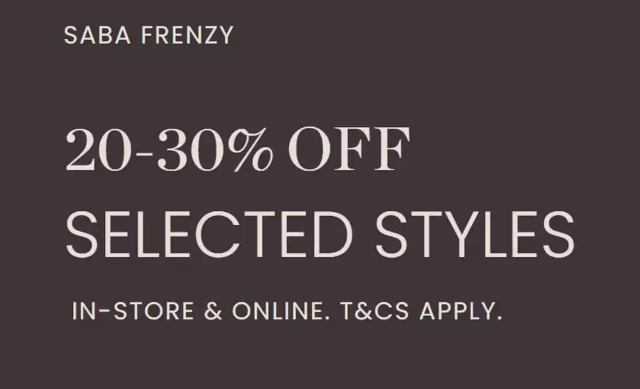 SABA catalogue | 20-30% Off Selected Styles | 2026-10-26T00:00:00.000Z - 2026-11-09T00:00:00.000Z