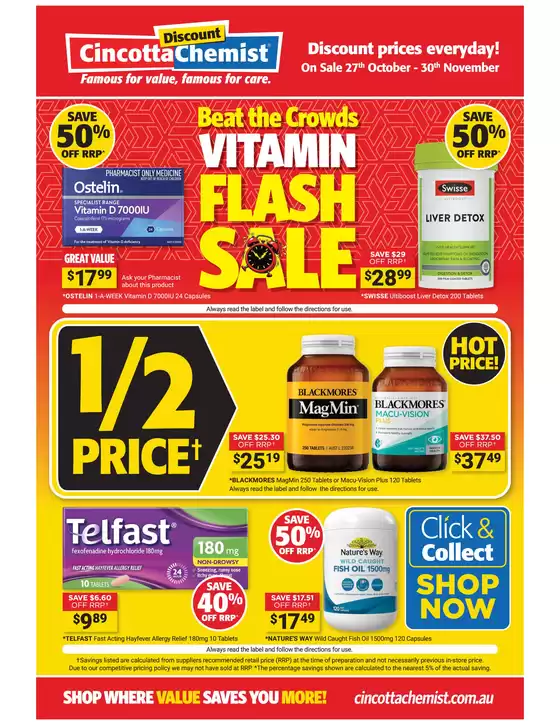 Cincotta Chemist catalogue | Beat the Crowds Vitamin Flash Sale | 2026-10-27T00:00:00.000Z - 2026-11-30T00:00:00.000Z