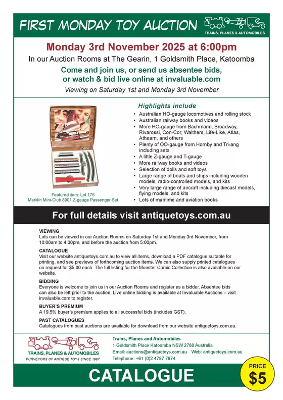 Hotel Gearin catalogue | First Monday Toy Auction | 2025-11-03T00:00:00.000Z - 2025-11-30T00:00:00.000Z