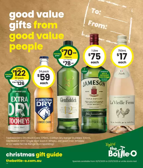 The Bottle-O catalogue in Rural View QLD | Good Value Gifts, From Good Value People. 10/11 | 2025-11-10T00:00:00.000Z - 2025-11-23T00:00:00.000Z