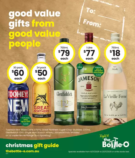The Bottle-O catalogue in Rural View QLD | Good Value Gifts, For Good Value People. 10/11 | 2025-11-10T00:00:00.000Z - 2025-11-23T00:00:00.000Z
