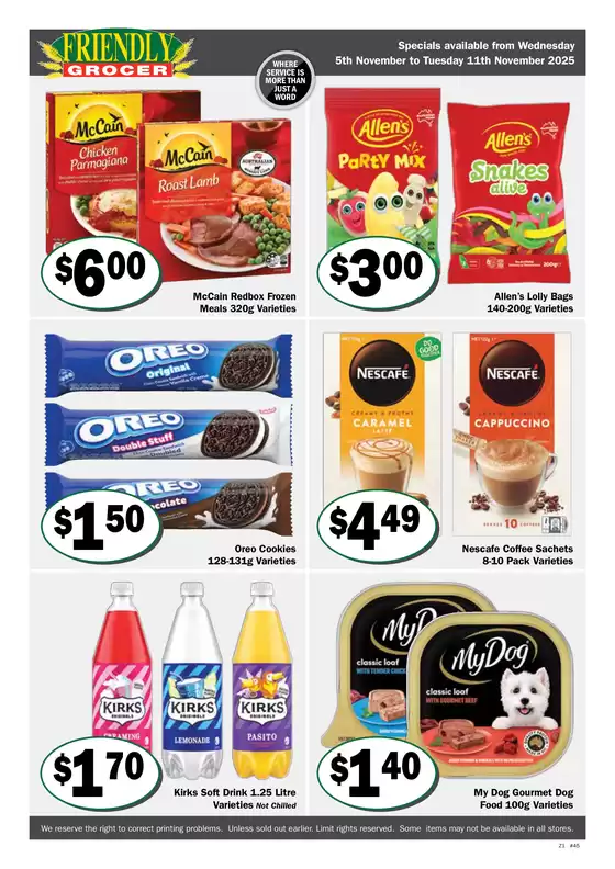 Friendly Grocer catalogue specials