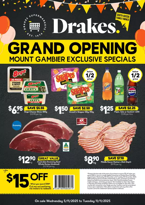 Drakes catalogue in Wallaroo SA | Specials available in Mount Gambier | 2025-11-05T00:00:00.000Z - 2025-11-11T00:00:00.000Z