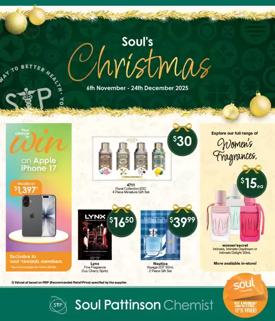 Soul Pattinson Chemist catalogue | Soul's Christmas | 2025-11-06T00:00:00.000Z - 2025-12-24T00:00:00.000Z