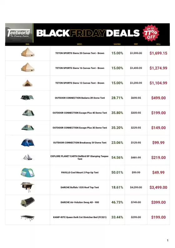 Tentworld catalogue in Sydney NSW | Black Friday Deals | 2025-11-17T00:00:00.000Z - 2025-12-01T00:00:00.000Z