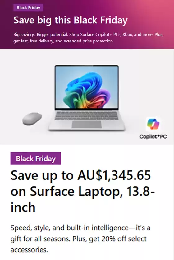 Microsoft catalogue in Melbourne VIC | Save Big This Black Friday | 2025-11-19T00:00:00.000Z - 2025-12-02T00:00:00.000Z