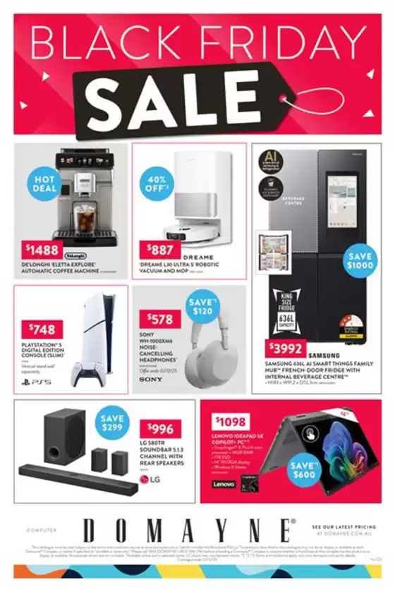 Domayne catalogue | Black Friday Sale - Electrical Appliances, Computers & Technology | 2025-11-20T00:00:00.000Z - 2025-12-03T00:00:00.000Z