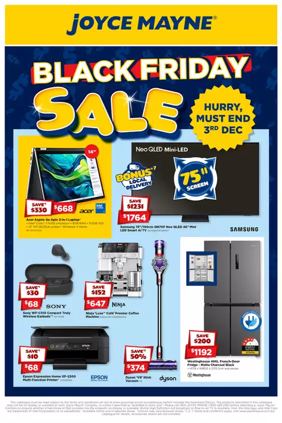 Joyce Mayne catalogue | Black Friday Sale - Electrical Appliances, Computers & Technology | 2025-11-21T00:00:00.000Z - 2025-12-03T00:00:00.000Z